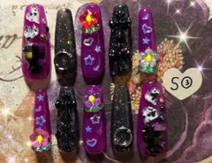 アクリルネイルチップ 10個セット 紫