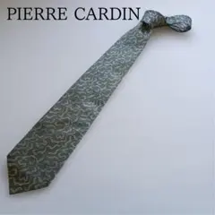 ピエールカルダン ネクタイ 緑基調 総柄 シルク 定番【n8122】