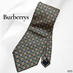 Burberrys 英国製 シルクネクタイ 総柄 ネイビー 小紋柄