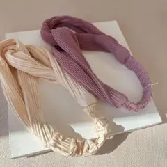 【新品】プリーツツイストヘアバンド 2色セット