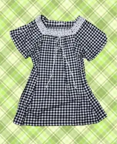 古着 森ガール フェアリーグランジ チェック チュニック ミニワンピース