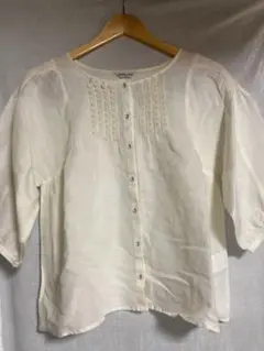 【253】【再お値下げ】コットンリネン 七分袖ブラウス　リメイク
