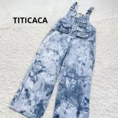 美品✨ チチカカ タイダイ 刺繍 オーバーオール サロペット 総柄 綿100 青のサムネイル