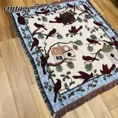 リバーシブル】vintageラグマット アヒル チューリップ ハート レア