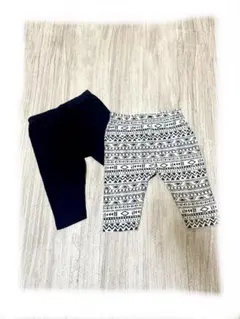 ベビー ボトムス 2点セット ネイビー 幾何学模様　90㎝　7部丈