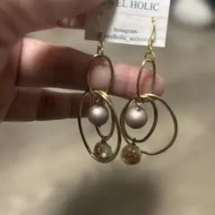 ゴールドフープパールピアス