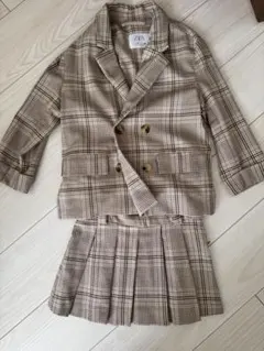 入学式卒園式　ZARA チェック柄ジャケット、スカート、ブラウスセット 6-7歳