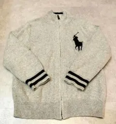 ラルフローレン ニット カーディガン フロントジップ 110 グレー 綿100%