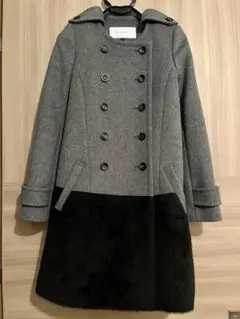 LE CIEL BLEU ファー付きウールコート