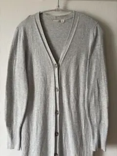 グレー Vネック ロングカーディガン
