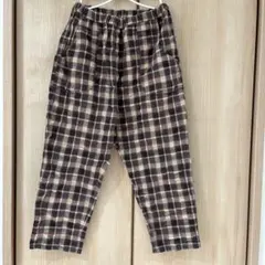 130サイズ チェック柄 綿100% ロングパンツ