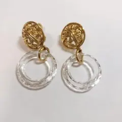 ゴールドクリアフープイヤリング