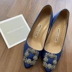 保存袋付き未使用品✨マノロブラニク　リストニー　スウェード　グレー　34 保存袋付き未使用品✨マノロブラニク リストニー スウェード