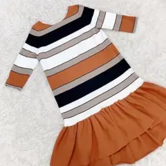 LANVIN ランバン ボーダー ワンピース 38 M 美品 かわいい ブラウン