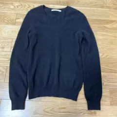 ユニクロUNIQLO レディースSサイズ カシミヤ100%Vネック黒ブラック