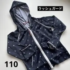 ネイビー アンカー柄 ラッシュガード フード付き
