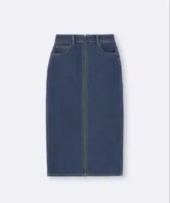 GU デニムジップナロースカート　デニムスカート　ブルー　L
