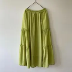ショコラフィネローブ［F］美品◎大人ナチュラル◎夏色◎切替ギャザーロングスカートのサムネイル