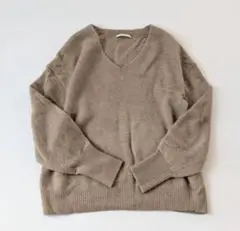 BAYFLOW　ベイフロー　Vネック　ニット　チャイニーズラクーン　ベージュ
