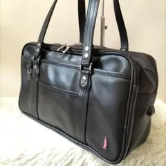 ✨極美品✨ イーストボーイ スクールバッグ 肩掛け 女神刺繍 合皮 濃茶