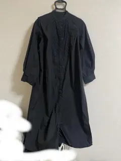 discoat バンドカラーシャツワンピース　ブラック 長袖 Fサイズ