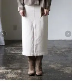 ヤヌーク ペイント加工 デニムタイトスカート ロング丈のサムネイル