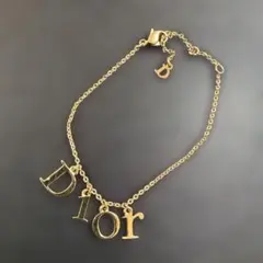 美品　Dior ゴールド ロゴチャーム ブレスレット　ディオール