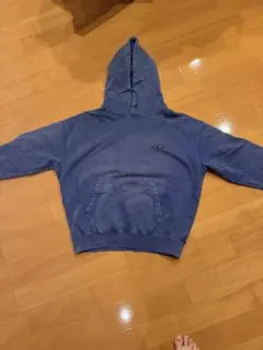 HUF フード付きパーカー　ブルー　ウォッシュド加工