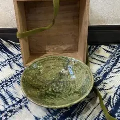 北大路魯山人☆染付色絵魚藻文鮑形鉢 写☆共箱☆陶器☆やきもの☆皿