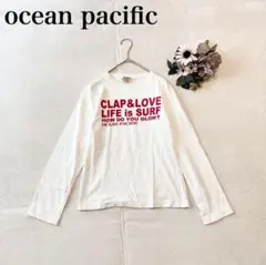 【オーシャンパシフィック】長袖Tシャツ（フリー）英字ビックロゴ クルーネック
