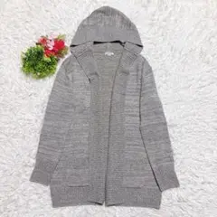 美品 【エンスウィート】 長袖カーディガン アウター (M) フード 体型カバー