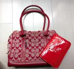 ​【希少カラー】COACH コーチ シグネチャー トートバッグ ＆マルチケース