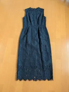 極美品◇ケイトスペード 総レース 花柄刺繍 ブラックドレス