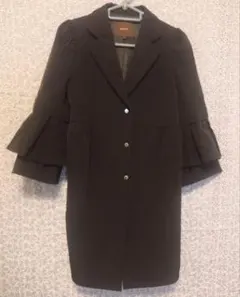 美品/Joanna ho/フレアスリーブ/チェスターコート/38/BLACK