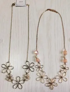 【新品】ネックレス セット お花 パール ビジューピンク ゴールド
