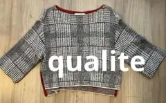 qualite カリテ チェックニットセーター ウール アルパカ込