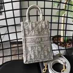 DIOR オブリーク ブックトート ミニ バーティカル グレー ショルダーバッグ