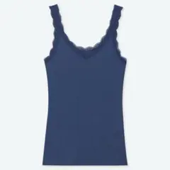 UNIQLO 2way リブレースタンクトップ M ブルー
