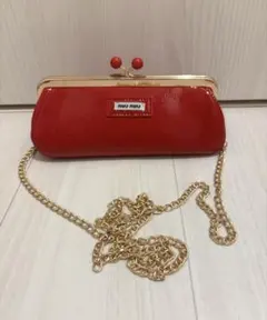 MiuMiu ミュウミュウ ノベルティポーチ エナメル がま口ポーチ ブルー