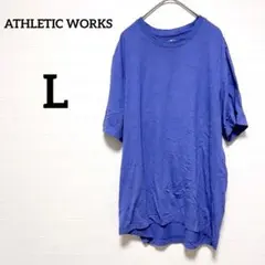 ブルー Tシャツ L 半袖 薄手 無地 シンプル 海外古着 大きいサイズ