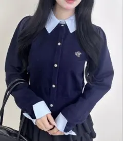 INGNI シャツレイヤード風長袖ニット　ネイビー