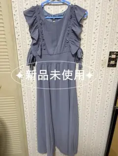 GRL フリルノースリーブロングワンピース グレー