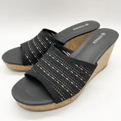 【極美品】VIVAIA ビバイア ステイシー サンダル ウェッジ 黒 24cm