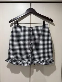 min plume ギンガムチェック　スカパン　台形　タイトスカート