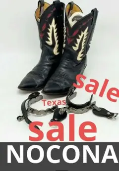 【売切値下】NOCONA テキサス製 金具付きウエスタンブーツ★ 24.5★黒系
