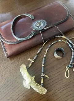 ゴローズ　三点吊り中フェザー　チェーンセット goro's - goro's ゴローズ 三点吊り 中ネックレストップ シルバーの