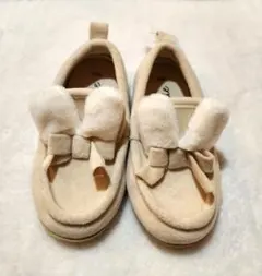 Bo-nie ベージュ うさ耳ファー付ローファー 16cm モカシン バースデイ