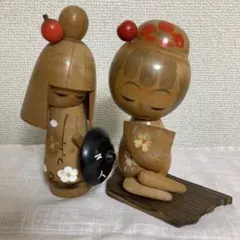 木製こけし人形 花柄
