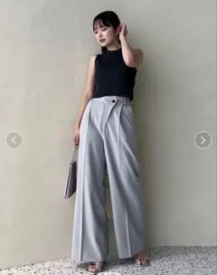 anuansスライドウエストセミワイドパンツ