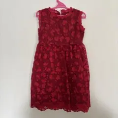 SHEIN 赤い花柄レースドレス 130